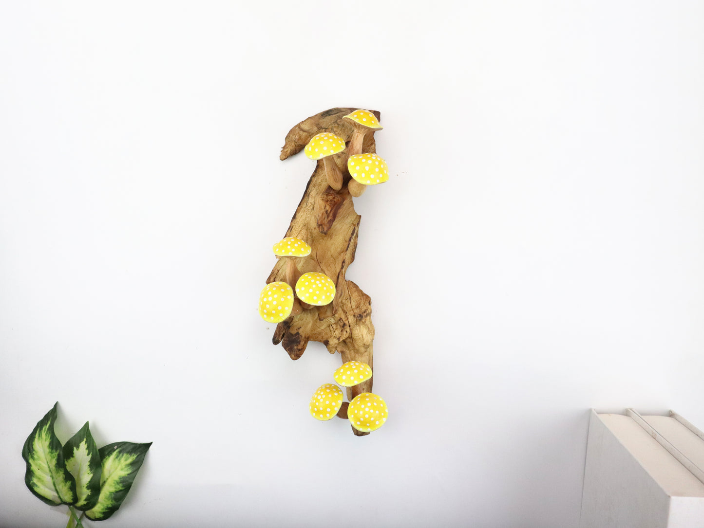 Hand-Carved & Painted Mushroom Cluster Wall Art - Vertical Fairy Tale Decor