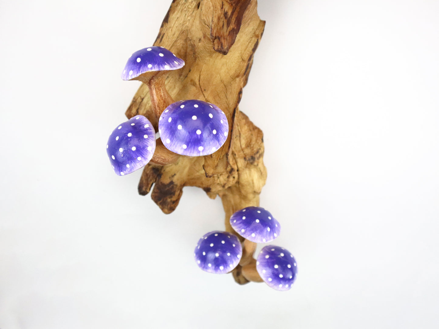 Hand-Carved & Painted Mushroom Cluster Wall Art - Vertical Fairy Tale Decor