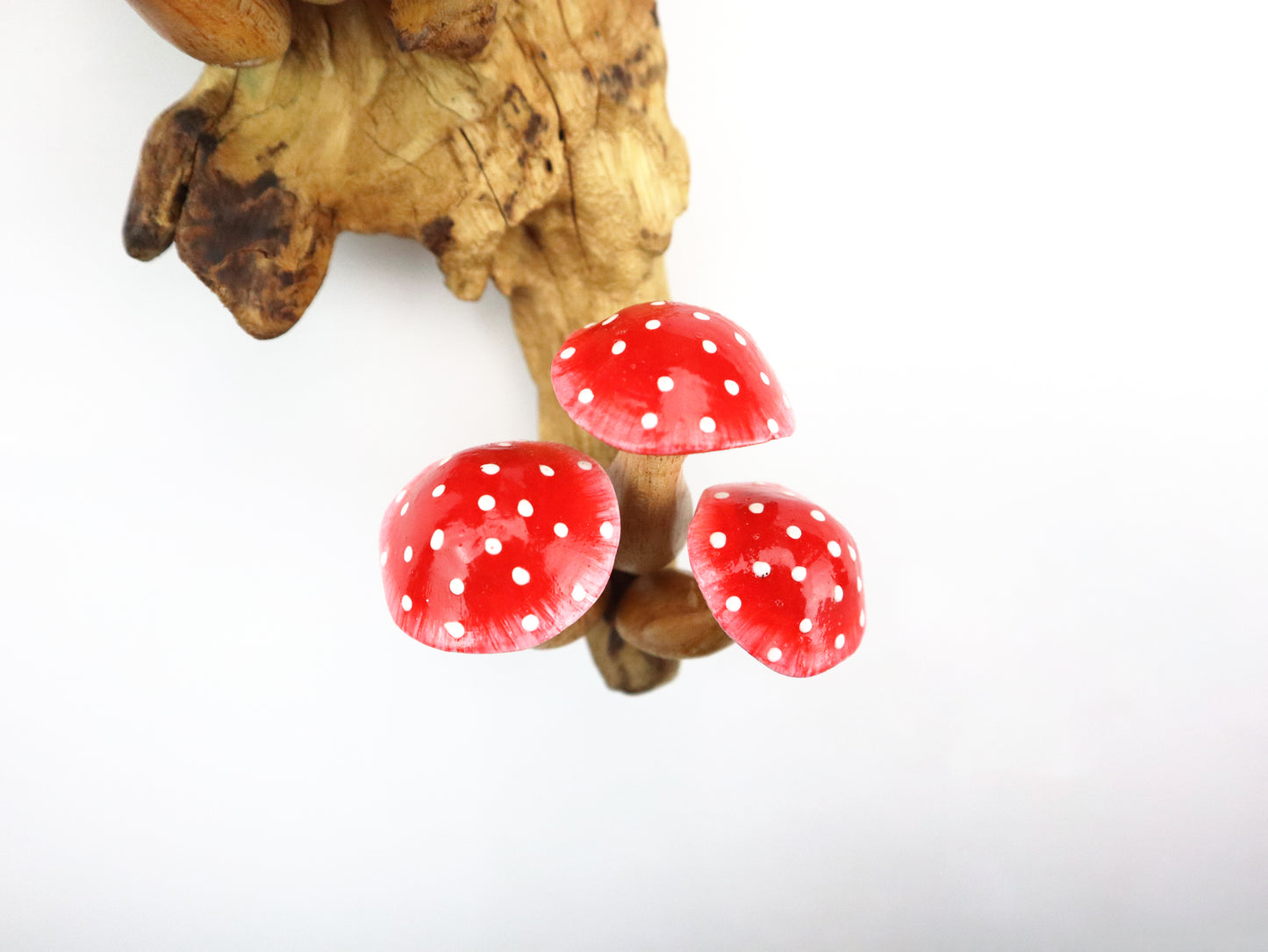 Hand-Carved & Painted Mushroom Cluster Wall Art - Vertical Fairy Tale Decor