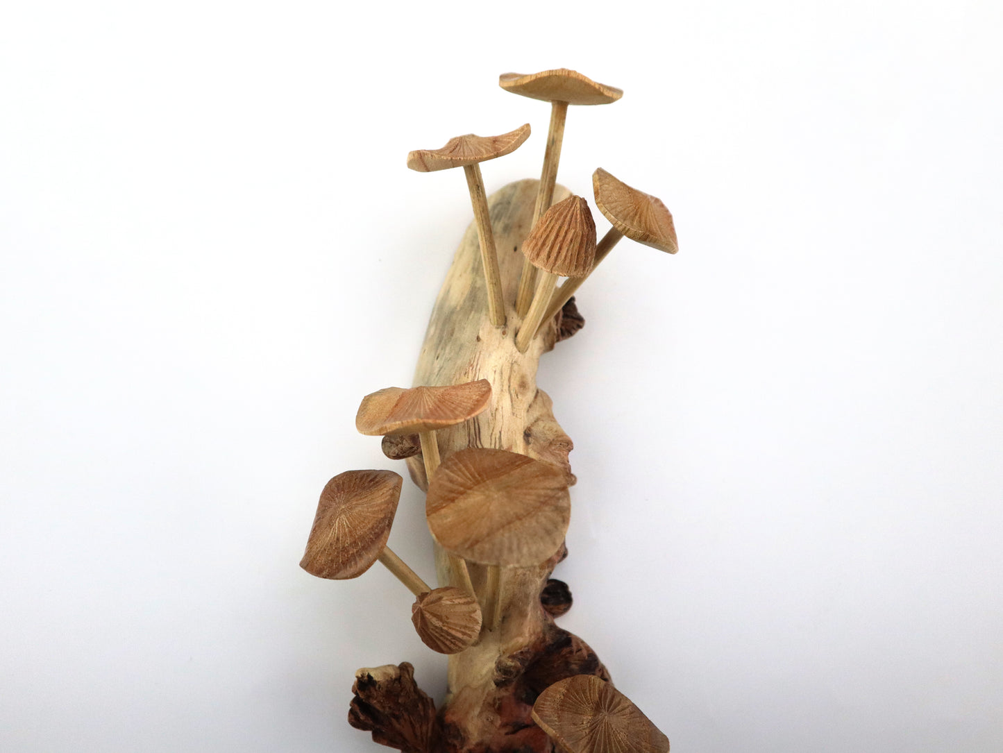Vertical Hand-Carved Wooden Mushroom Wall Art - Rustic Forest Accent