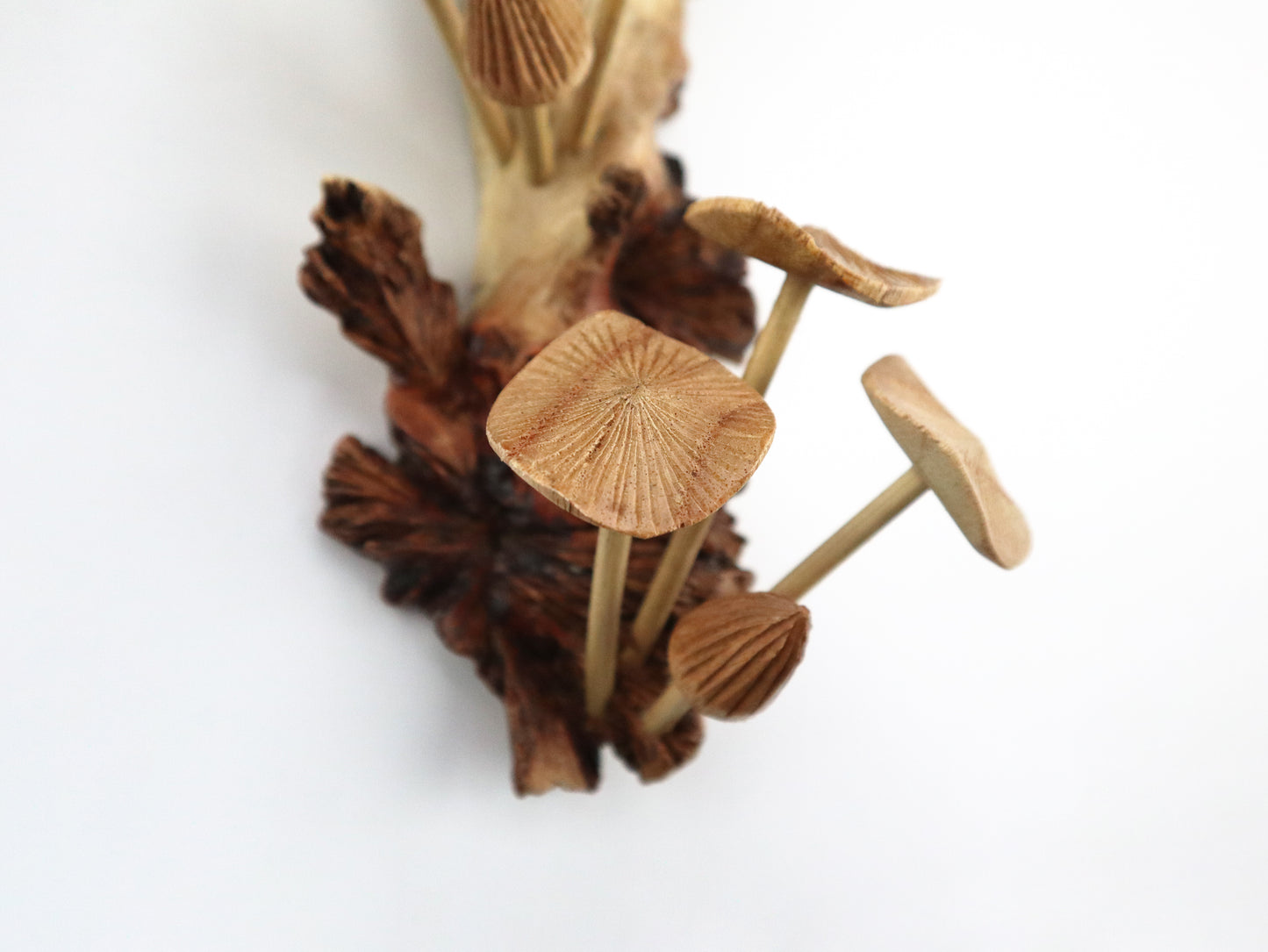 Vertical Hand-Carved Wooden Mushroom Wall Art - Rustic Forest Accent