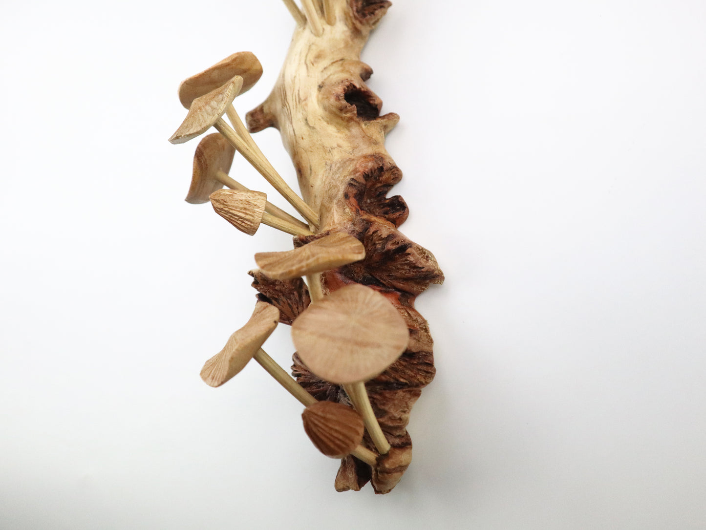 Vertical Hand-Carved Wooden Mushroom Wall Art - Rustic Forest Accent