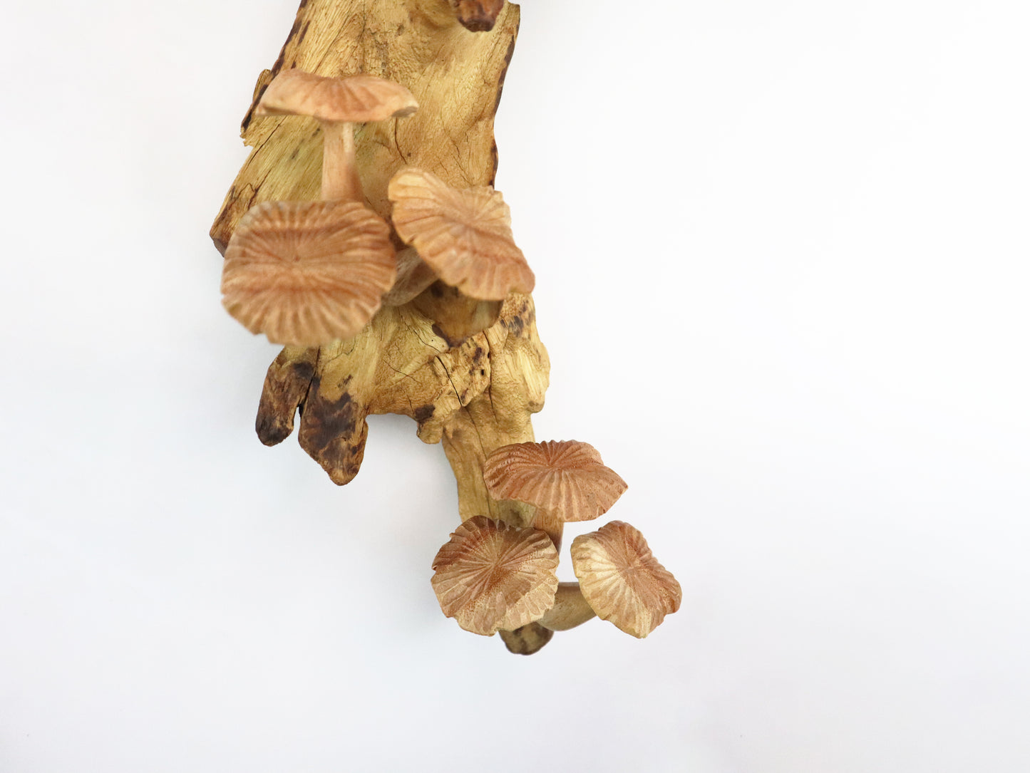 Hand-Carved Natural Wood Mushroom Wall Art - Vertical Forest Accent