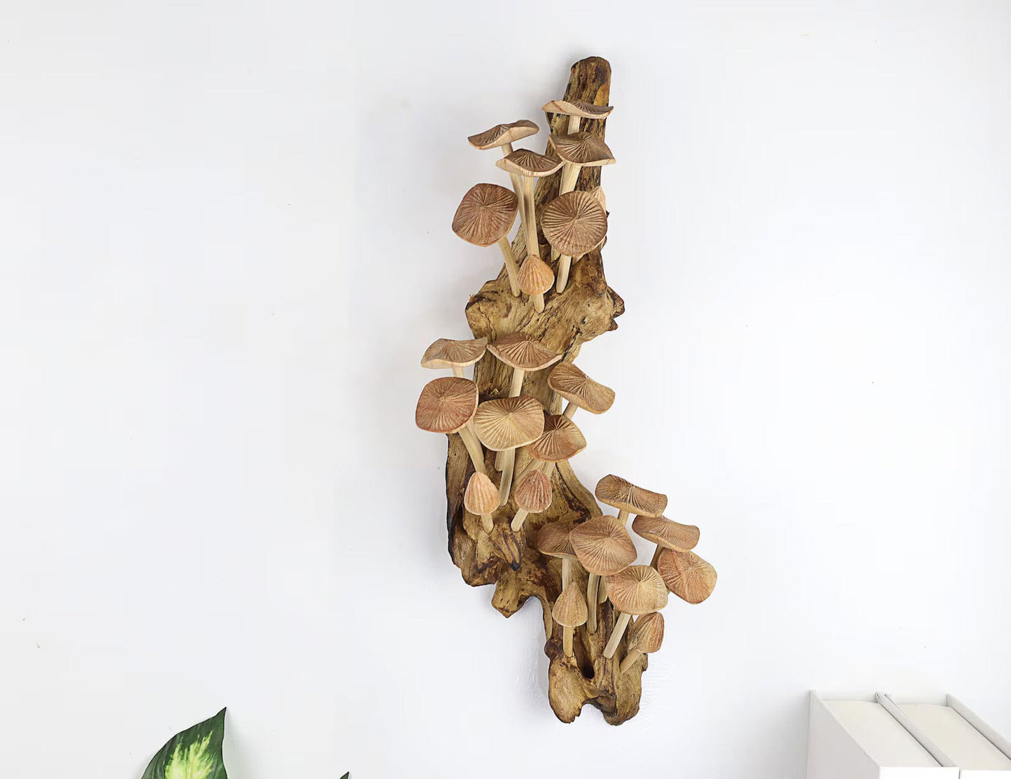 Handmade Wooden Mushroom Wall Art – Large 15” Rustic Driftwood Decor