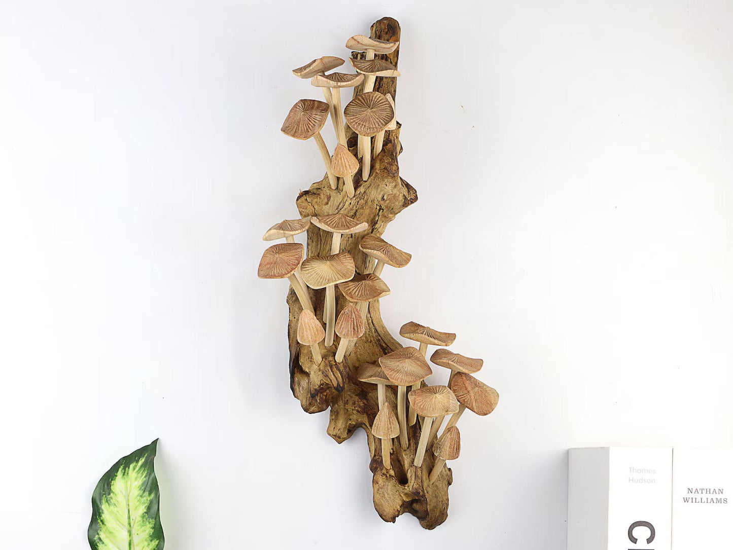 Handmade Wooden Mushroom Wall Art – Large 15” Rustic Driftwood Decor