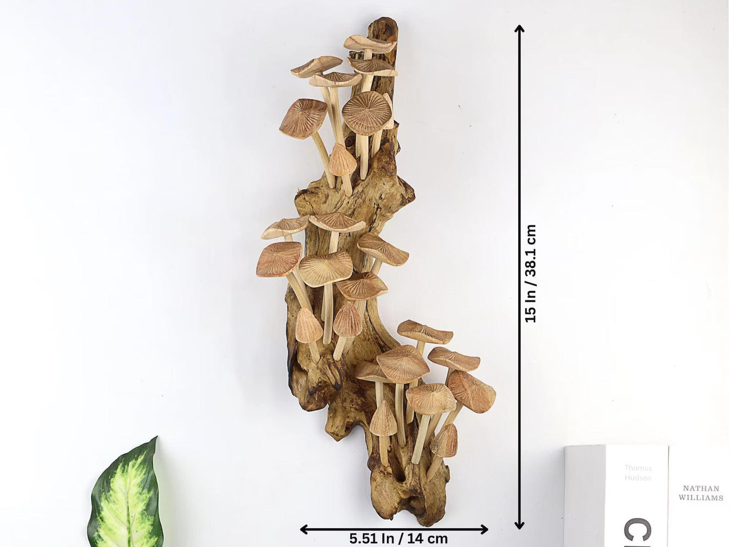Handmade Wooden Mushroom Wall Art – Large 15” Rustic Driftwood Decor
