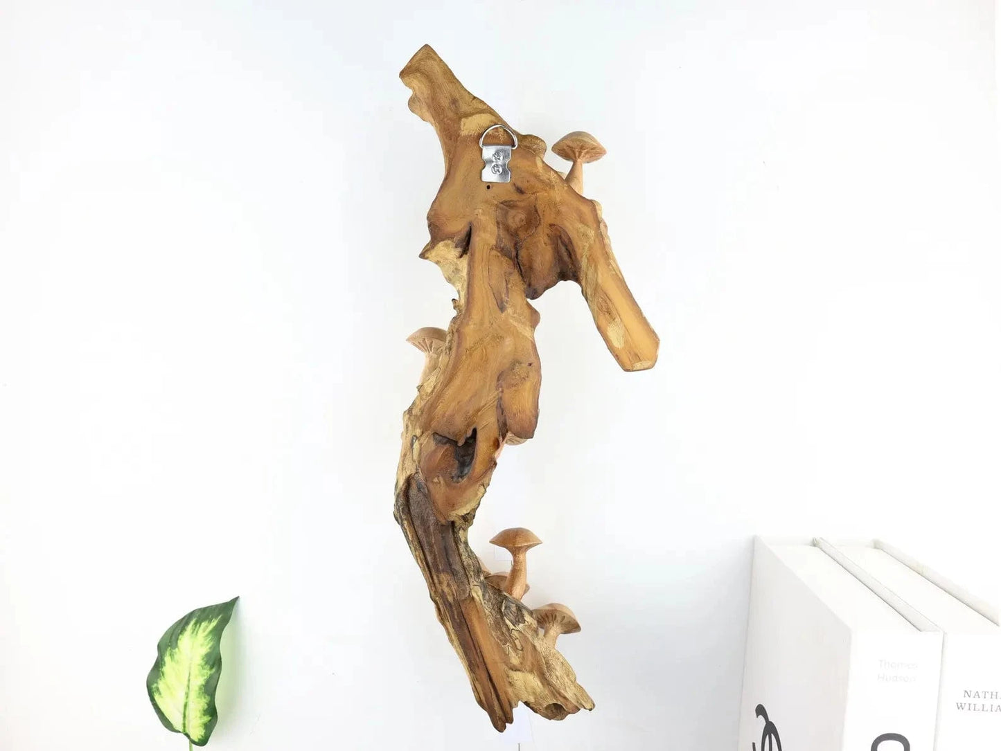 15" Large Hand-Carved Mushroom Wall Art – Driftwood Sculpture from Bali