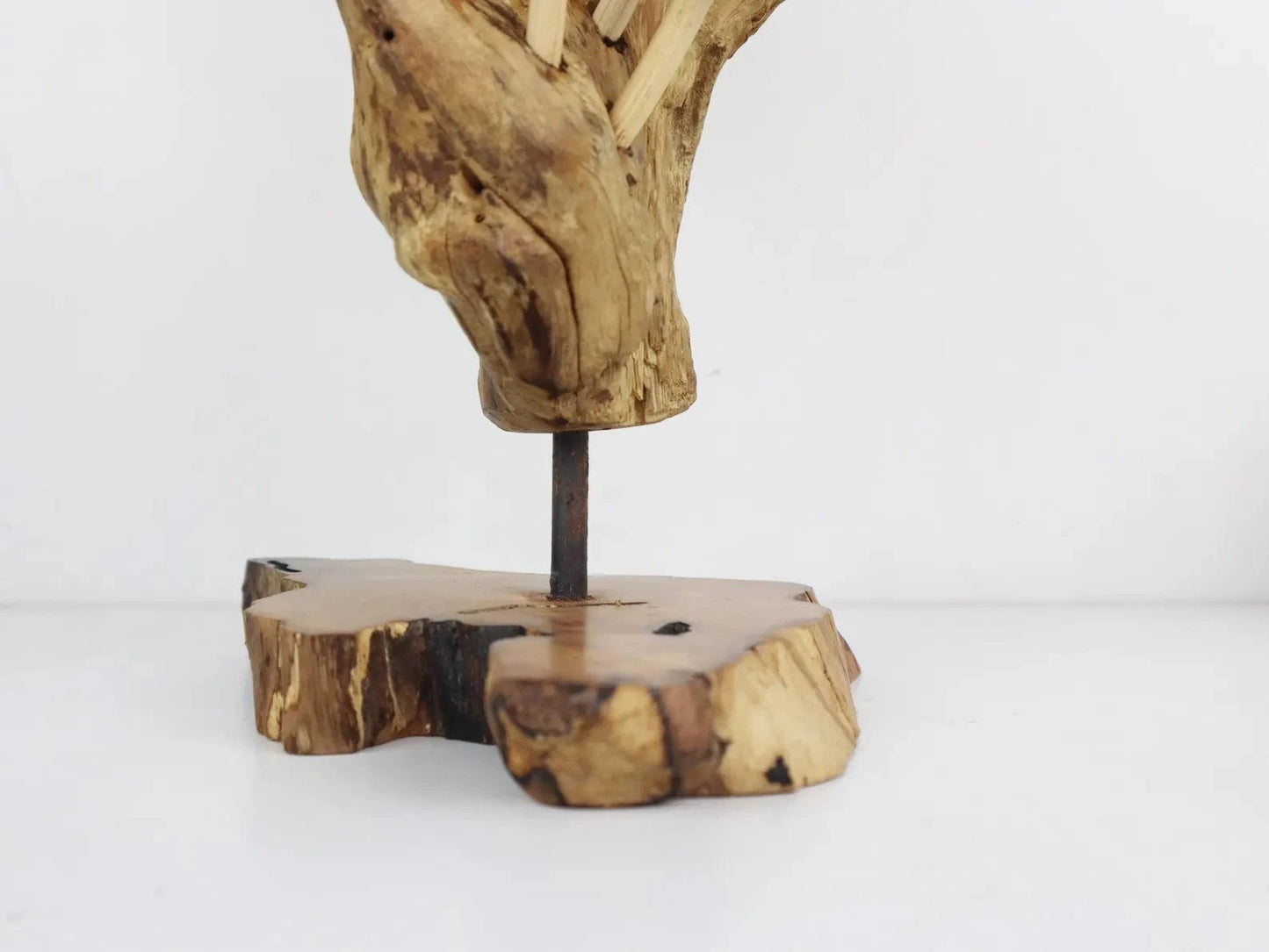 Hand-Carved Mushroom Sculpture on Driftwood Base – Tall Wooden Wall Art from Bali