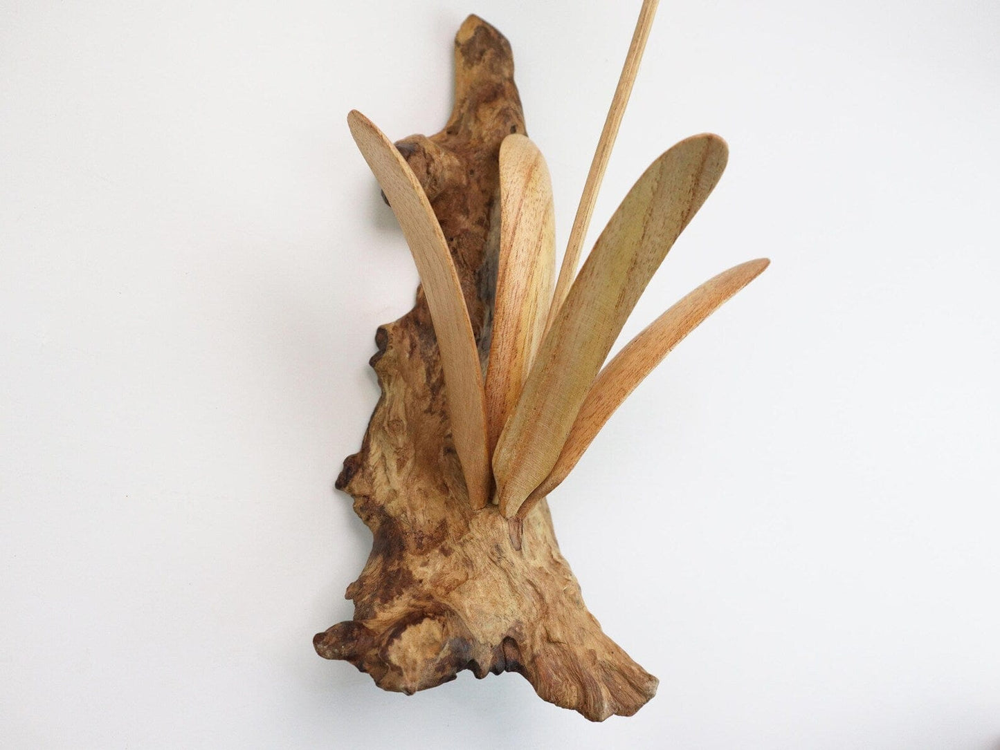 Hand-Carved Wooden Hummingbird & Flower Sculpture - Natural Wall Art Display
