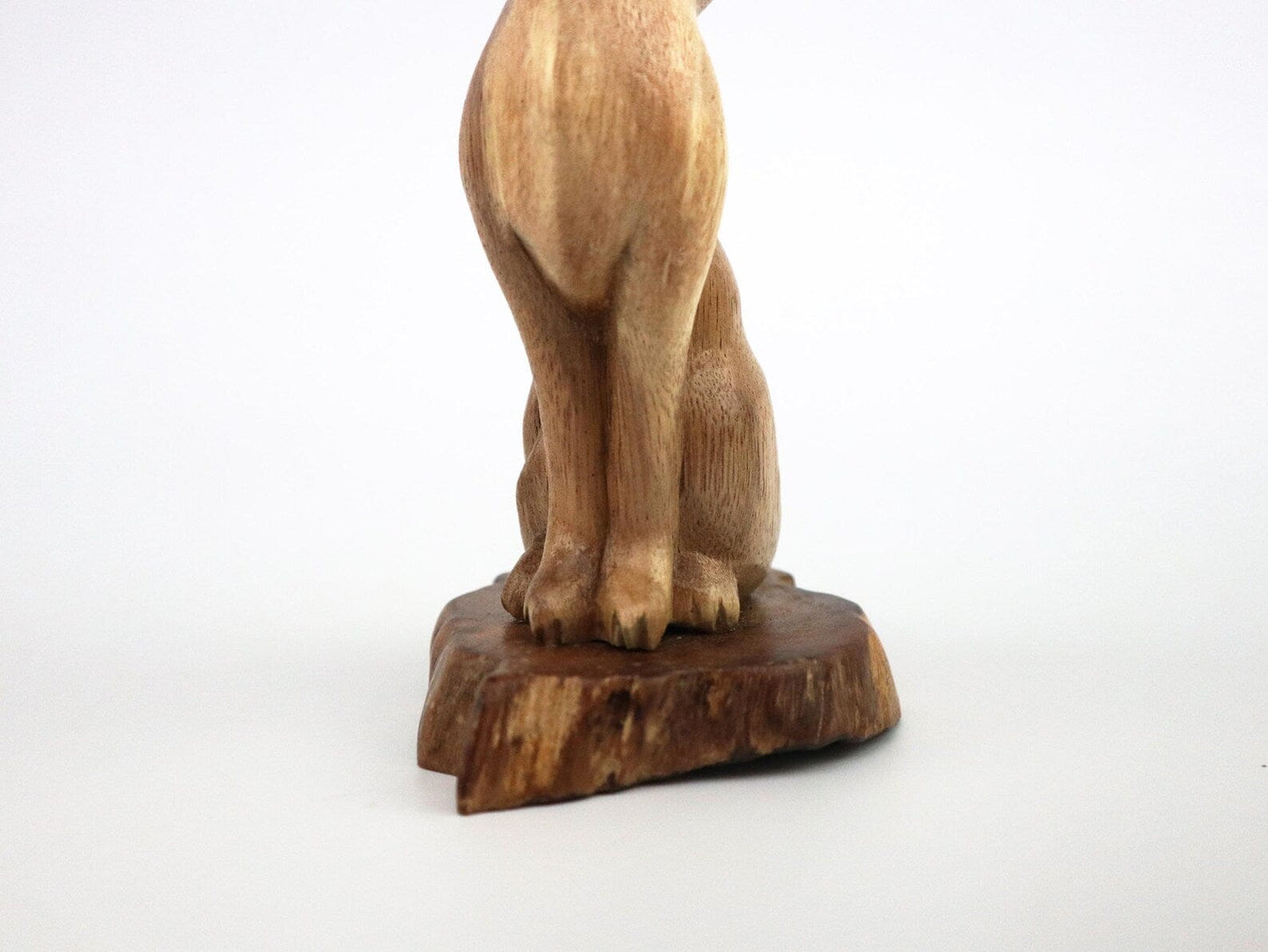 Hand-Carved Natural Wood Cat Figurine - Minimalist Pet Lover Decor