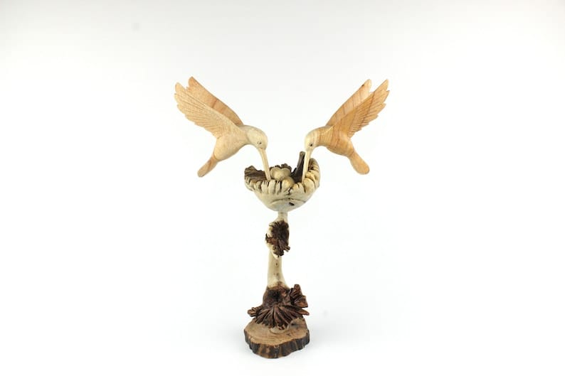 Hummingbird Couple Statue With Eggas