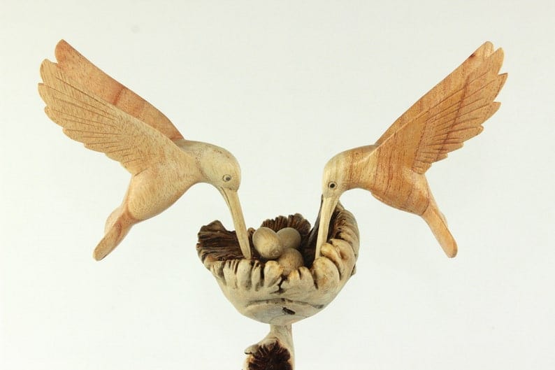 Hummingbird Couple Statue With Eggas