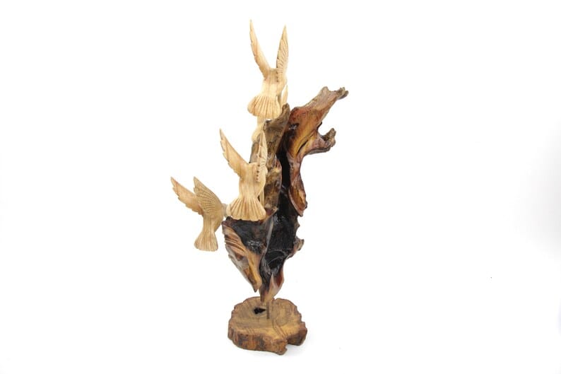 Wooden Humming Bird Sculpture