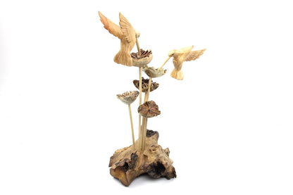 Wooden Humming Bird Deco with Flowers