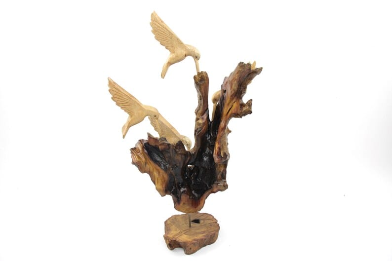 Wooden Humming Bird Sculpture