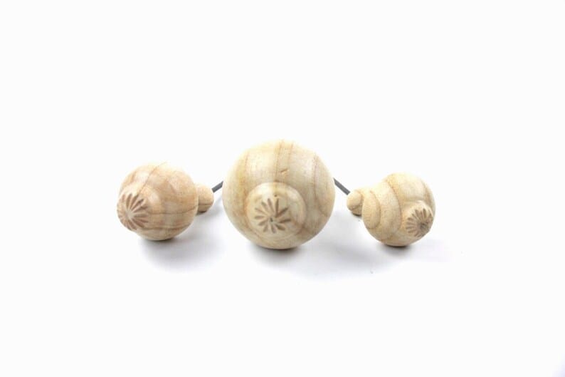 Hand-Carved Natural Wood Mushroom Stakes - Garden & Planter Decor