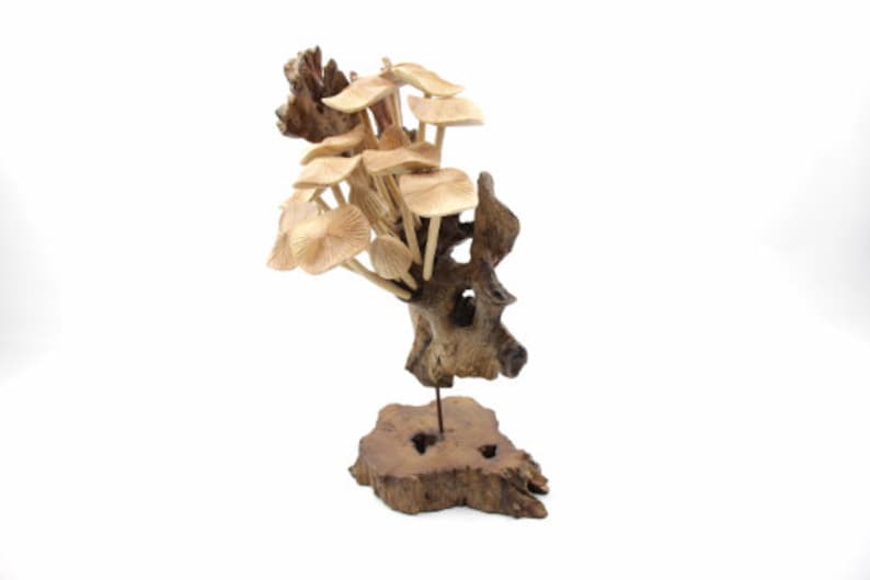 Hand Carved Mushroom Table Decor