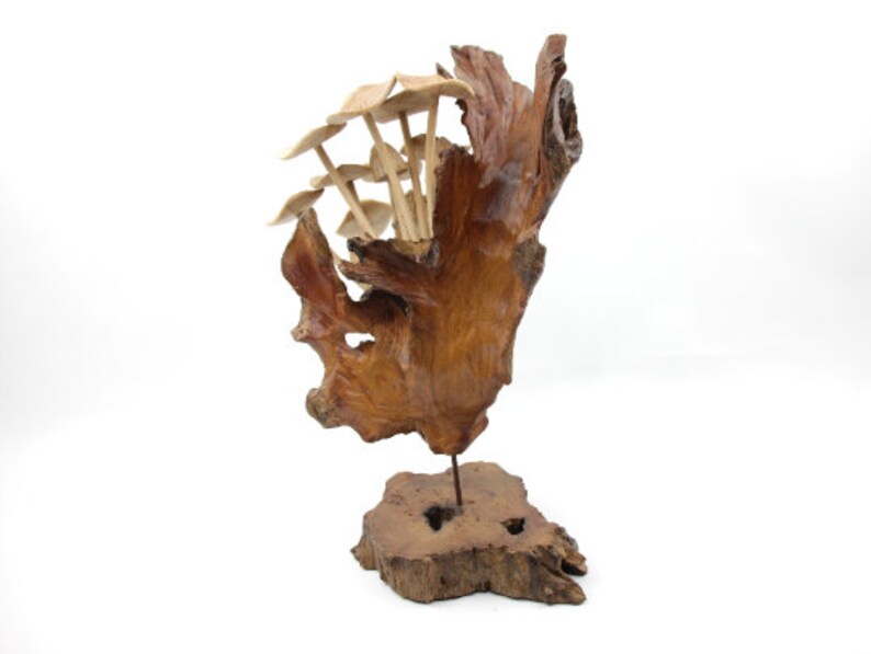 Hand Carved Mushroom Table Decor
