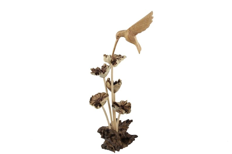 Carved Hummingbird with Flowers