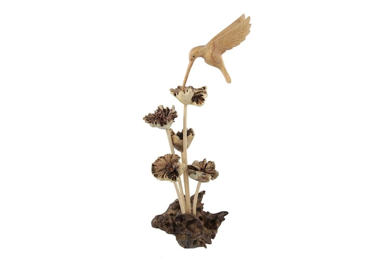 Carved Hummingbird with Flowers