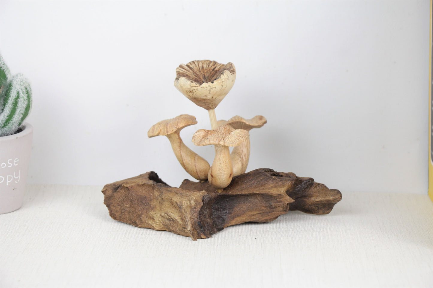 Wooden Mushroom Sculpture, Forest, Nature, Statue, Wood Carving, Figurine, Home Deco, Ornament, Unique, Birthday Gift, Handmade Gift Deco