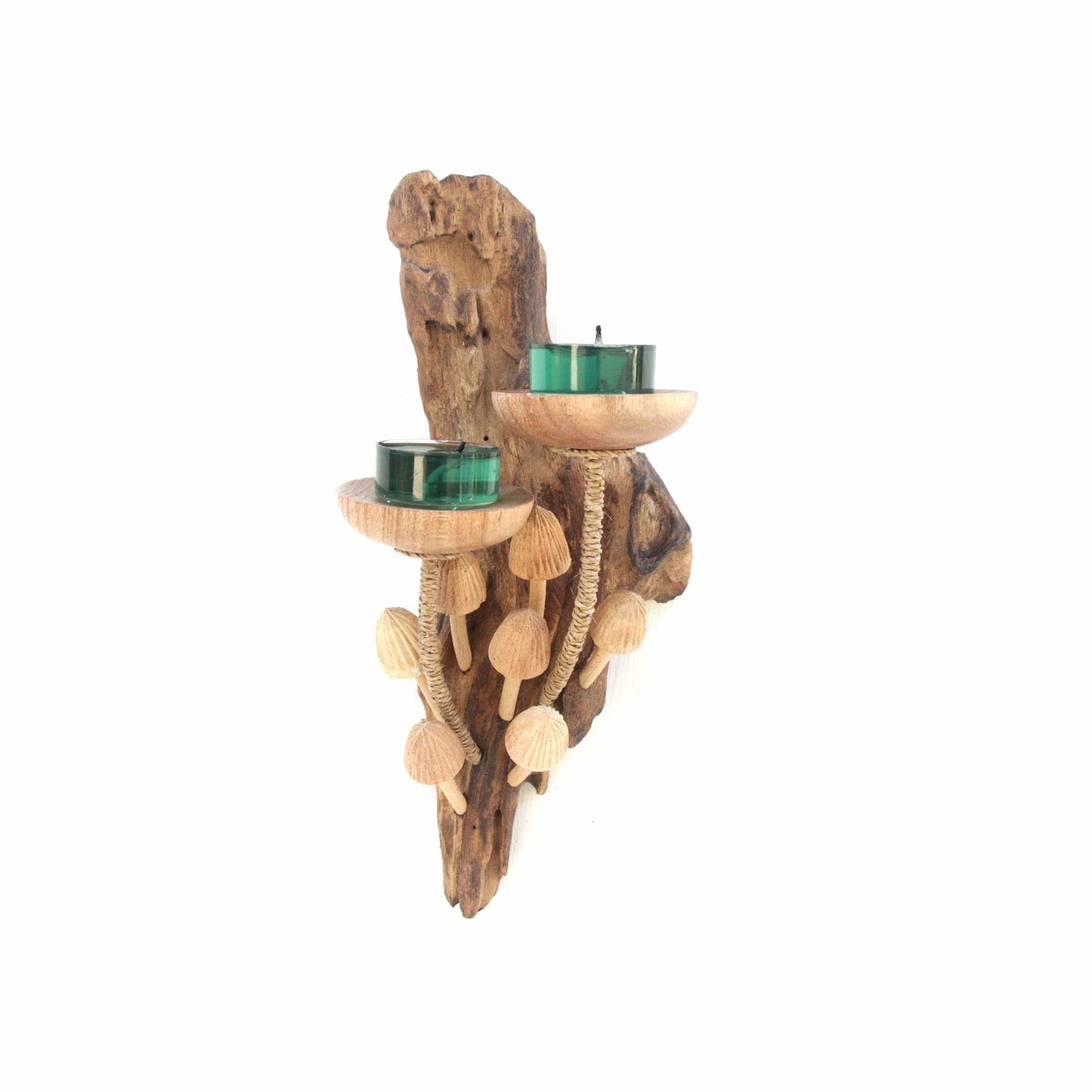 手作りの吊り下げ式マッシュルームキャンドルホルダー 壁飾り、キャンドルセンターピース マッシュルーム壁掛け、木製キャンドルホルダー、手作りギフトとデコレーション