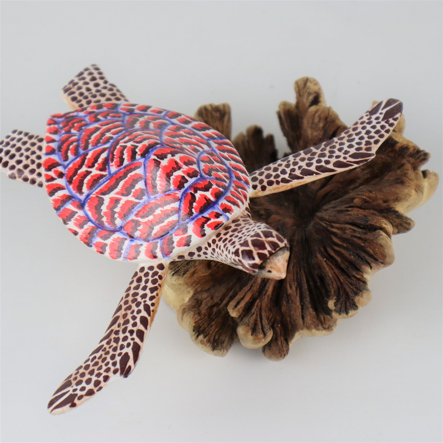 Red Turtle Statue, Painted Sculpture, Wood Carving Figure, Art, Marine Life Statue, Home Deco, Table Deco, Anniversary Gift, Mother's Gifts