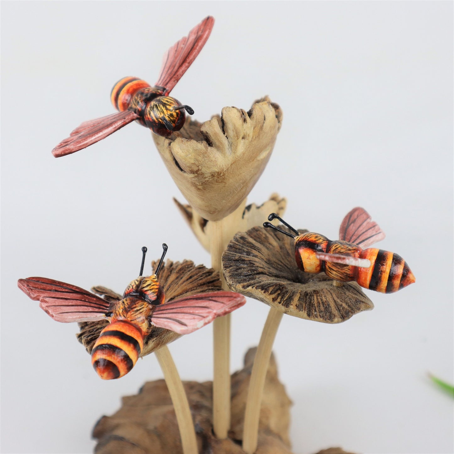 Red Bee Sculpture, Painted Statue, Table Deco, Home Deco, Wood Carving, Art, Animal, Insect, Bee Art, Gift For Her, Birthday, Mother Gifts