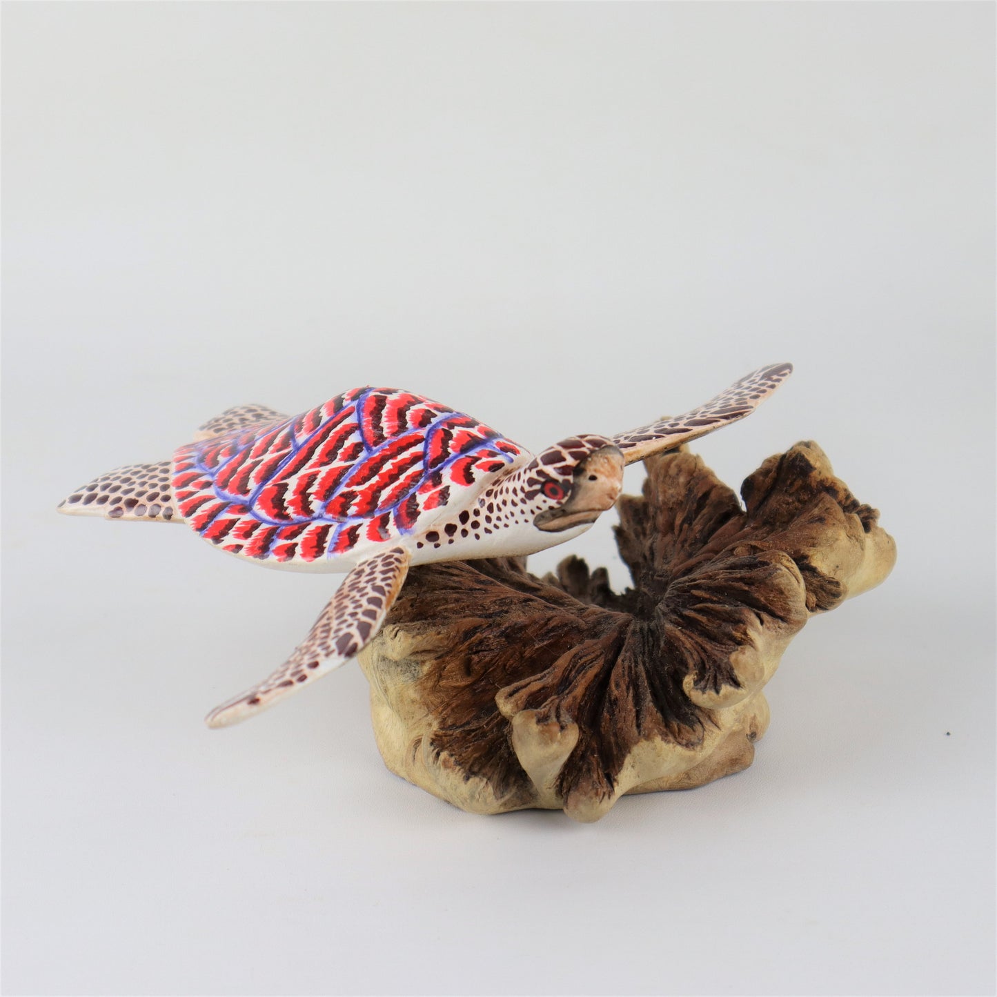 Red Turtle Statue, Painted Sculpture, Wood Carving Figure, Art, Marine Life Statue, Home Deco, Table Deco, Anniversary Gift, Mother's Gifts