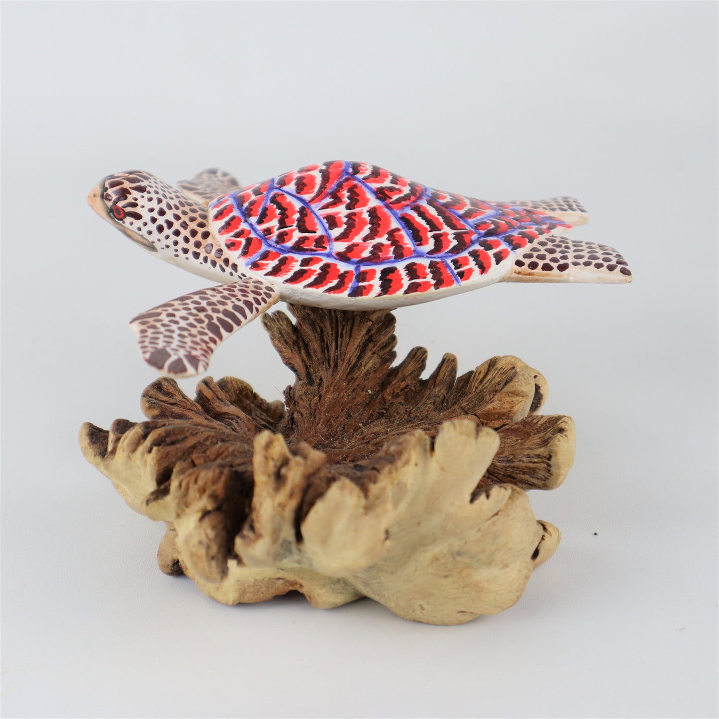 Red Turtle Statue, Painted Sculpture, Wood Carving Figure, Art, Marine Life Statue, Home Deco, Table Deco, Anniversary Gift, Mother's Gifts