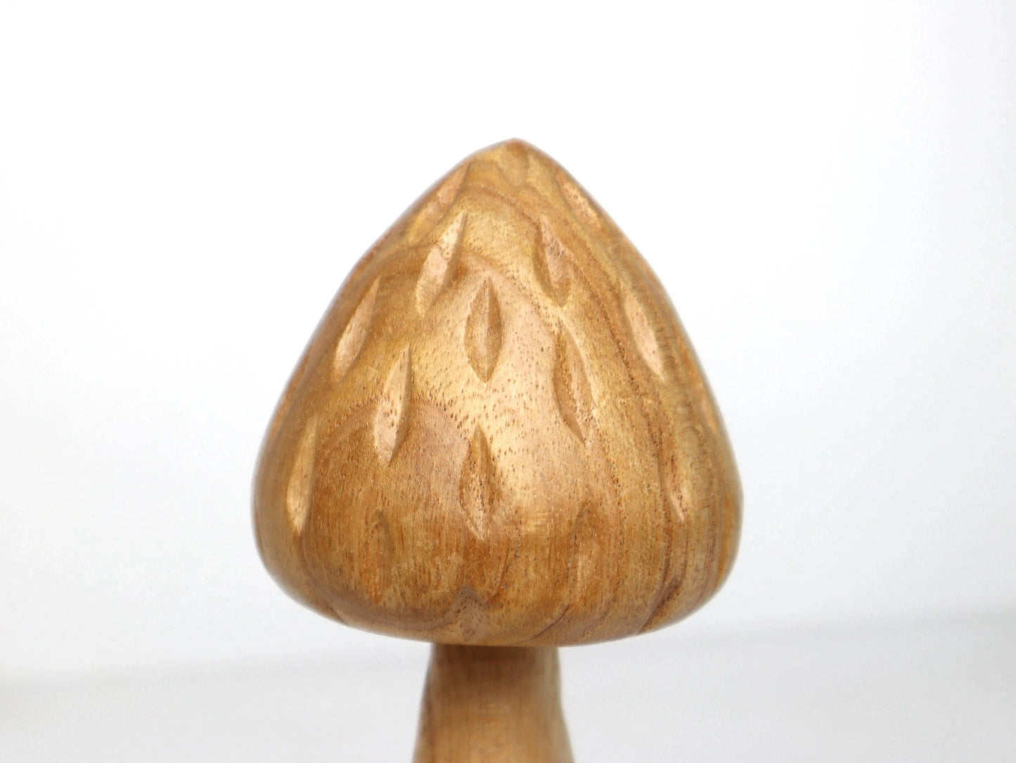 Hand-Carved Natural Wood Mushroom Sculpture - Minimalist Tabletop Decor