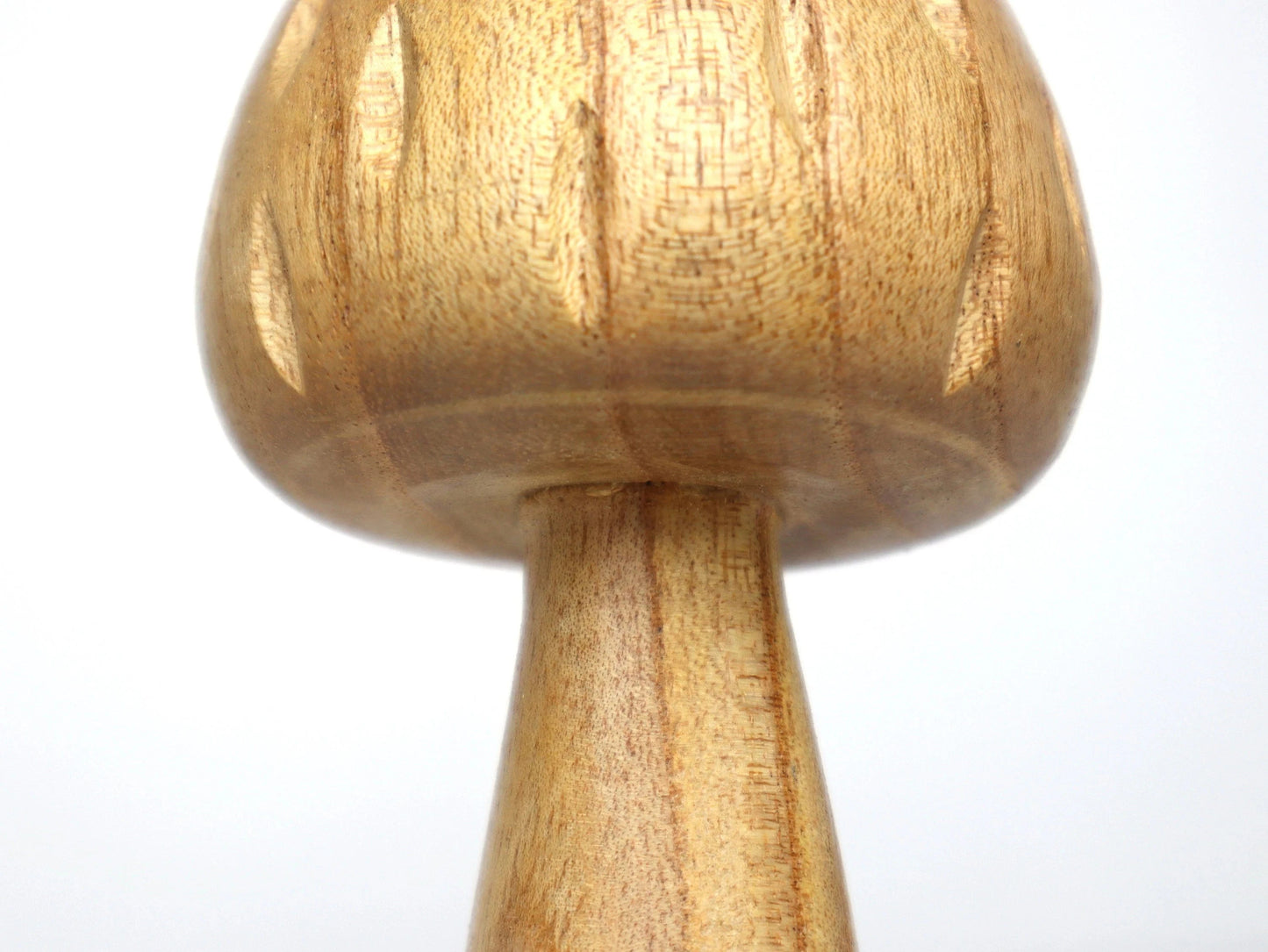 Hand-Carved Natural Wood Mushroom Sculpture - Minimalist Tabletop Decor