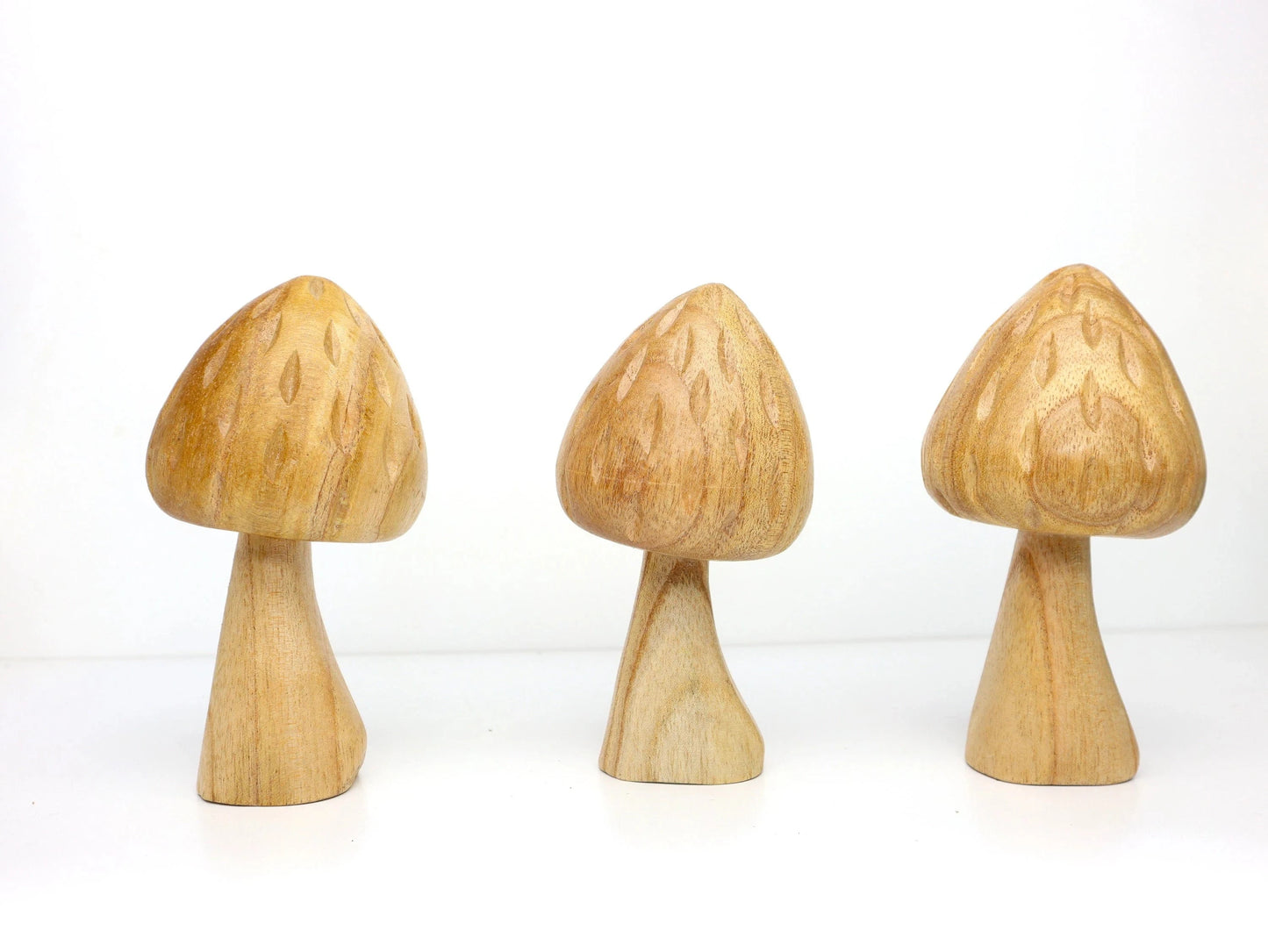 Hand-Carved Natural Wood Mushroom Sculpture - Minimalist Tabletop Decor