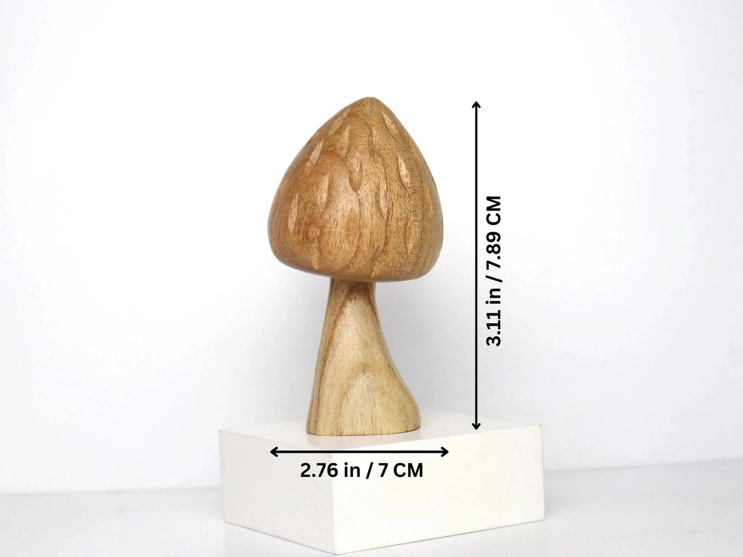 Hand-Carved Natural Wood Mushroom Sculpture - Minimalist Tabletop Decor
