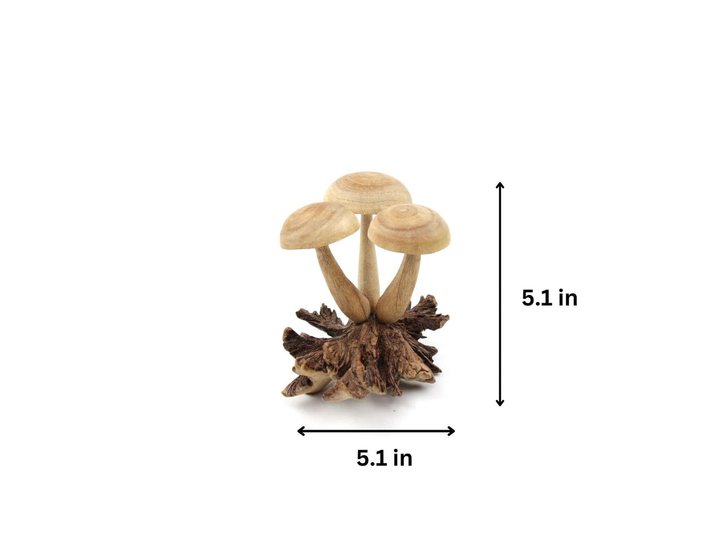 Hand-Carved Natural Wood Mushroom Cluster - Rustic Woodland Decor