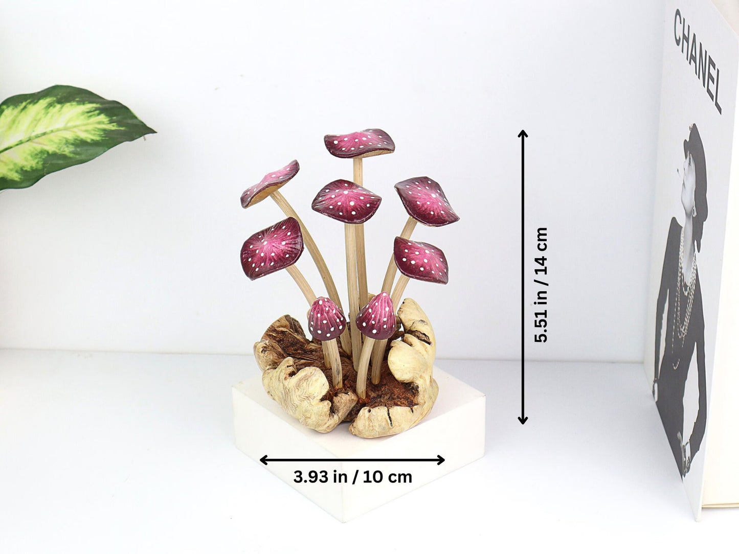 Purple Mushroom Sculpture, Fairy Garden Decor, Cute Mushroom Figurine, Miniature Fantasy Statue, Home Office Deco, Handmade Gift, Handicraft