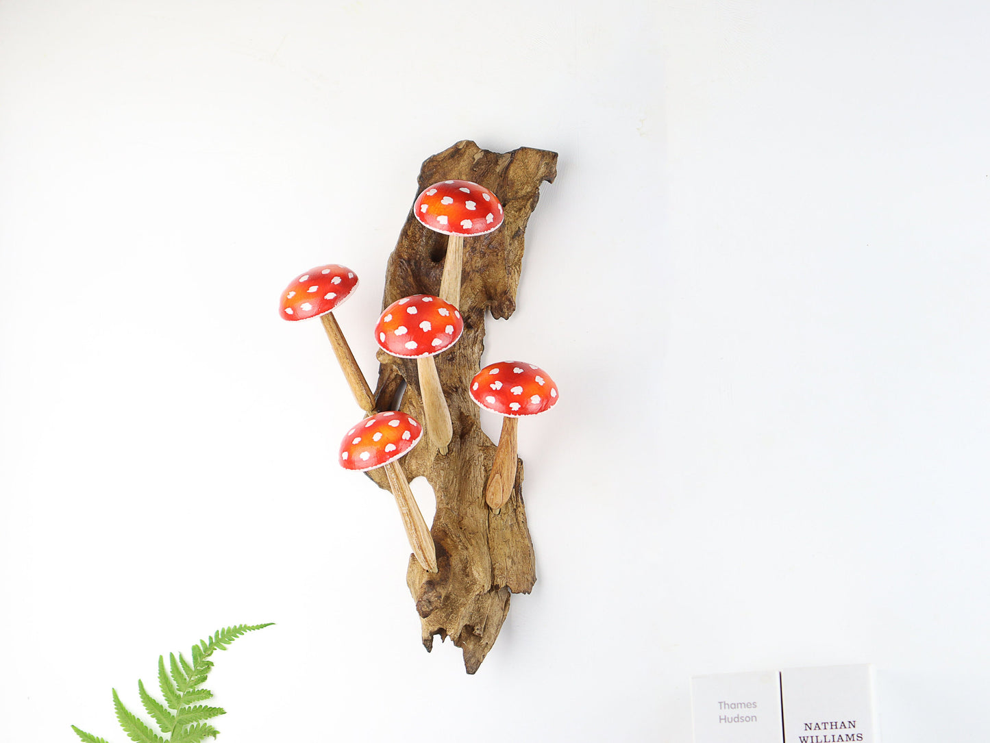 Red Wooden Mushroom Wall Art, Hanging Mushroom Decor, Wood Carving Wall Art, Rustic, Painted, Art, Best Gift For Him, Home Decor.