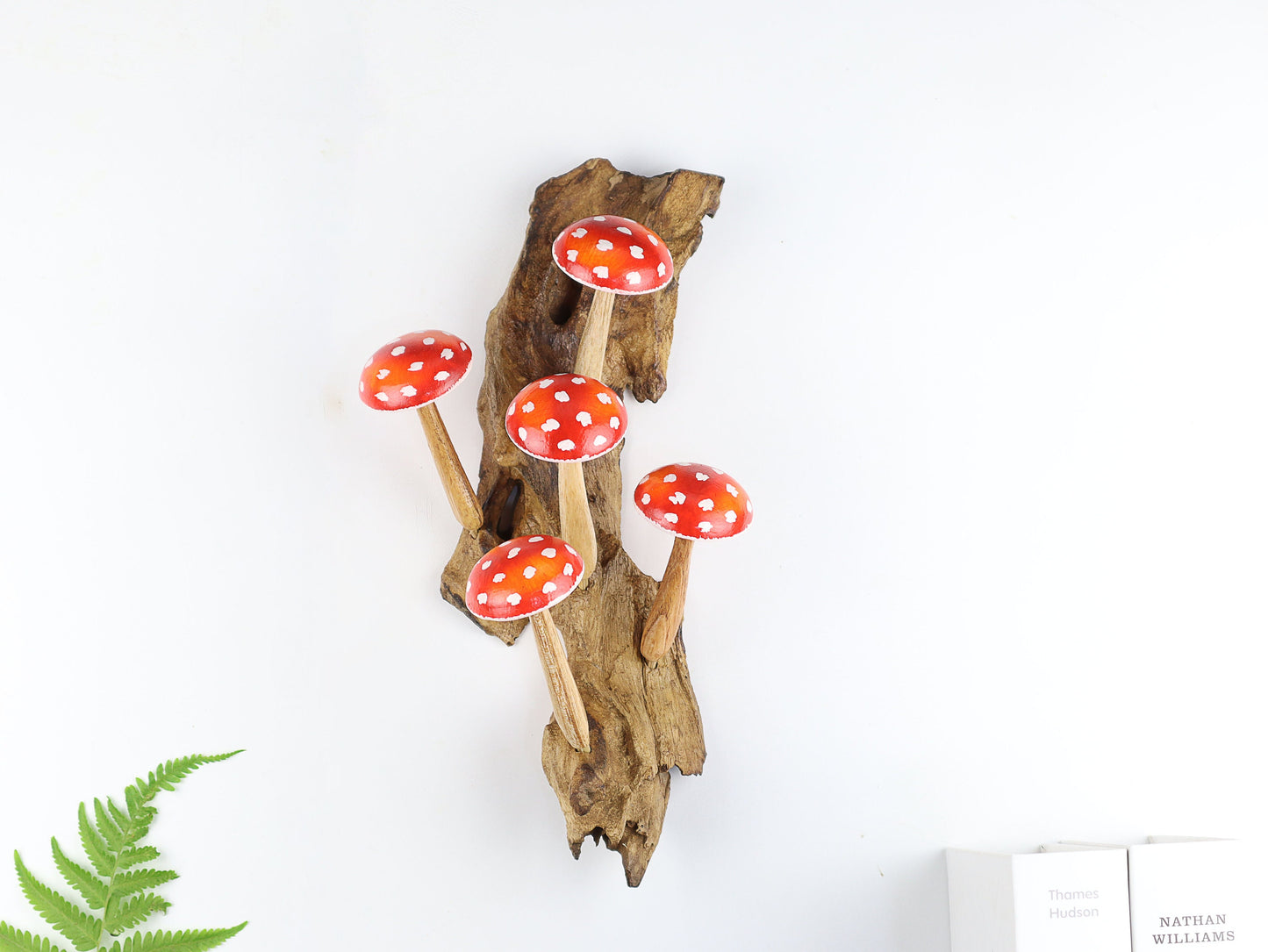 Red Wooden Mushroom Wall Art, Hanging Mushroom Decor, Wood Carving Wall Art, Rustic, Painted, Art, Best Gift For Him, Home Decor.