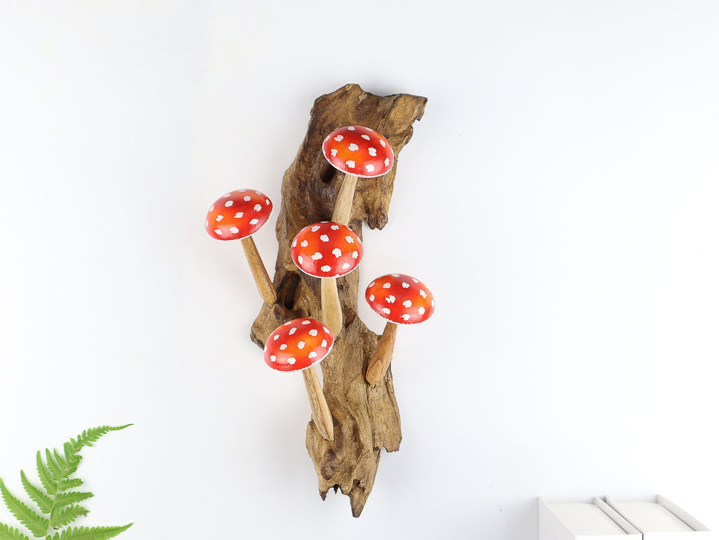 Red Wooden Mushroom Wall Art, Hanging Mushroom Decor, Wood Carving Wall Art, Rustic, Painted, Art, Best Gift For Him, Home Decor.