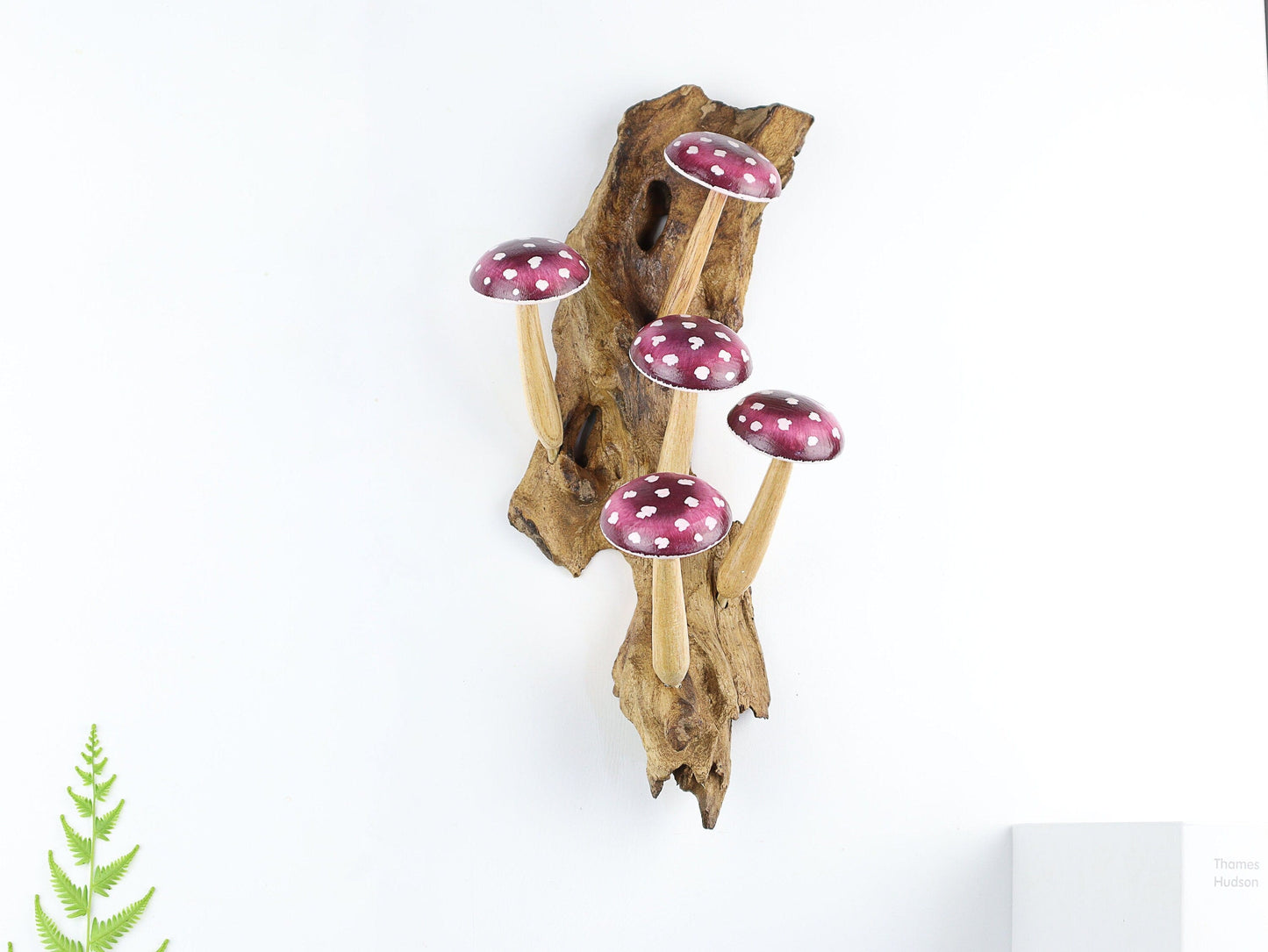 Hand-Carved & Painted Pink & Purple Mushroom Wall Art - Vertical Whimsical Forest Decor