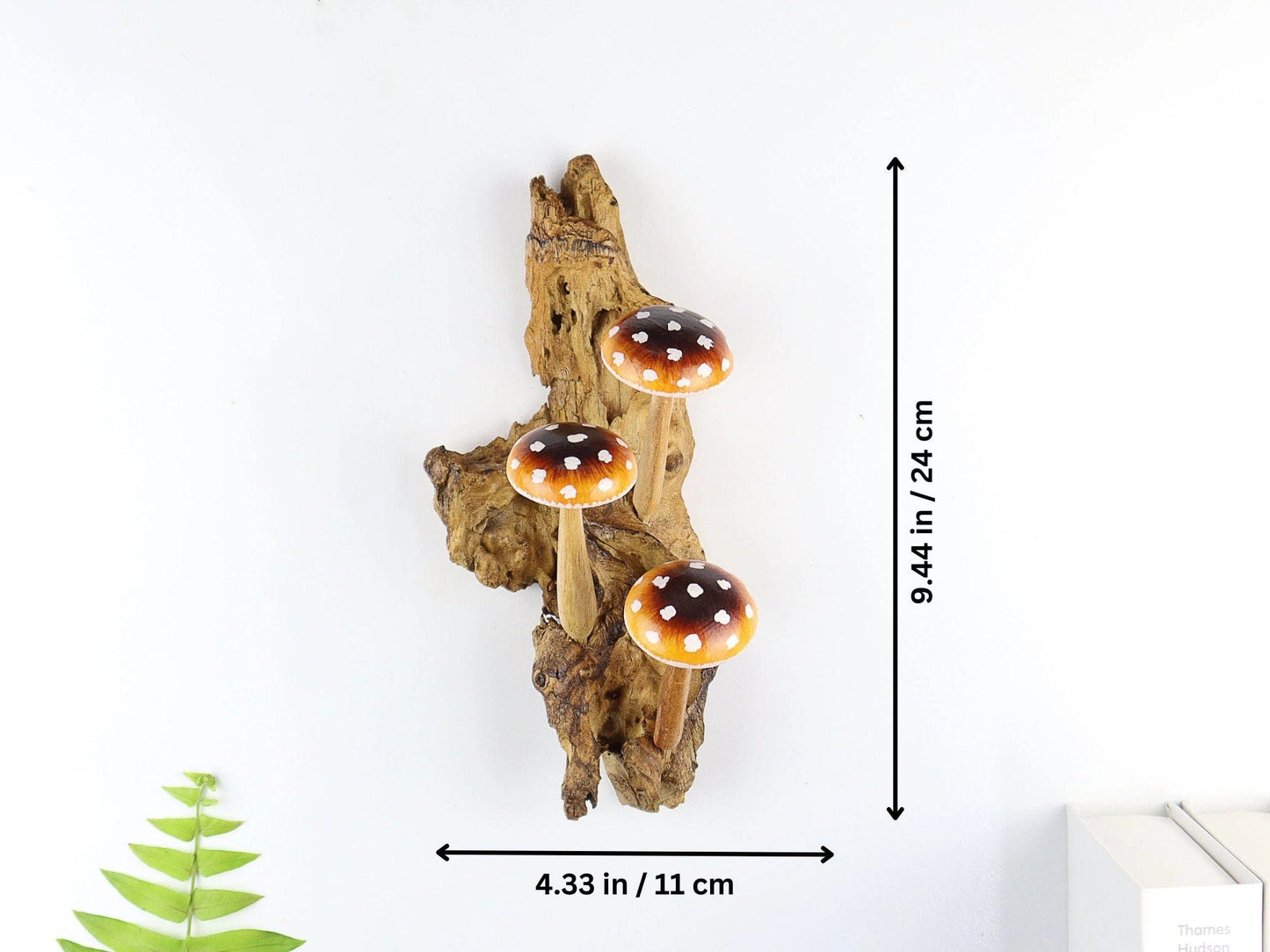 Hand-Carved & Painted Brown & Orange Mushroom Wall Art - Vertical Rustic Decor