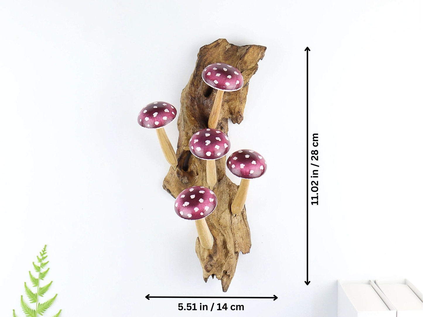 Hand-Carved & Painted Pink & Purple Mushroom Wall Art - Vertical Whimsical Forest Decor