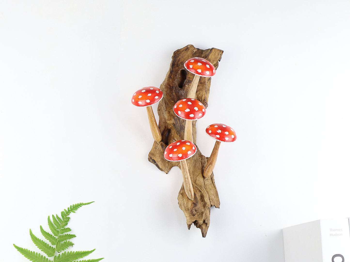 Red Wooden Mushroom Wall Art, Hanging Mushroom Decor, Wood Carving Wall Art, Rustic, Painted, Art, Best Gift For Him, Home Decor.