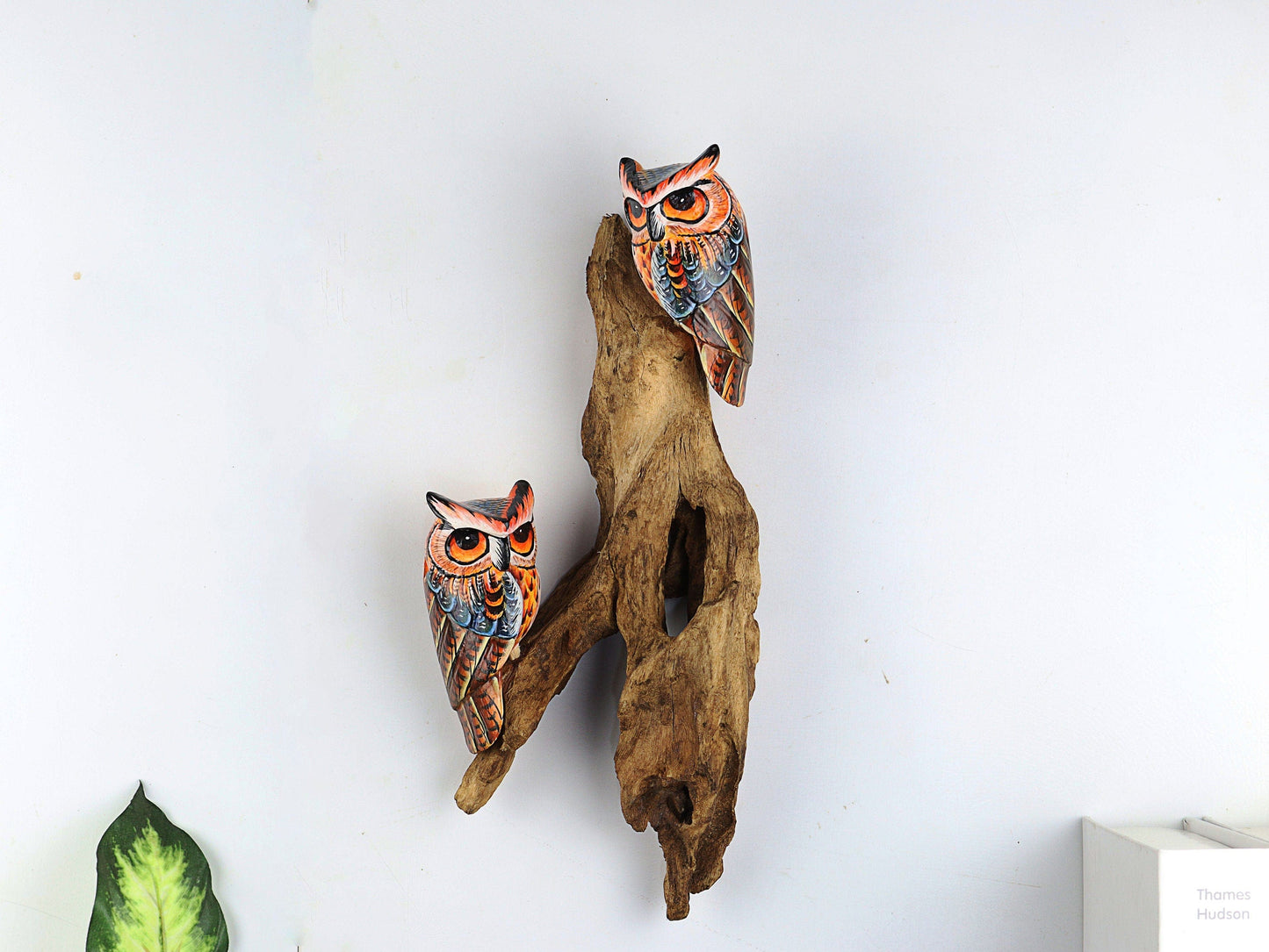 Hand-Carved & Painted Owl Wall Art - Vibrant Rustic Bird Sculpture on Wood