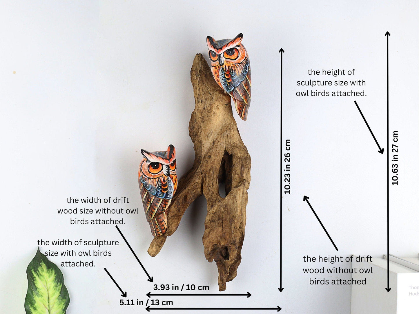 Hand-Carved & Painted Owl Wall Art - Vibrant Rustic Bird Sculpture on Wood