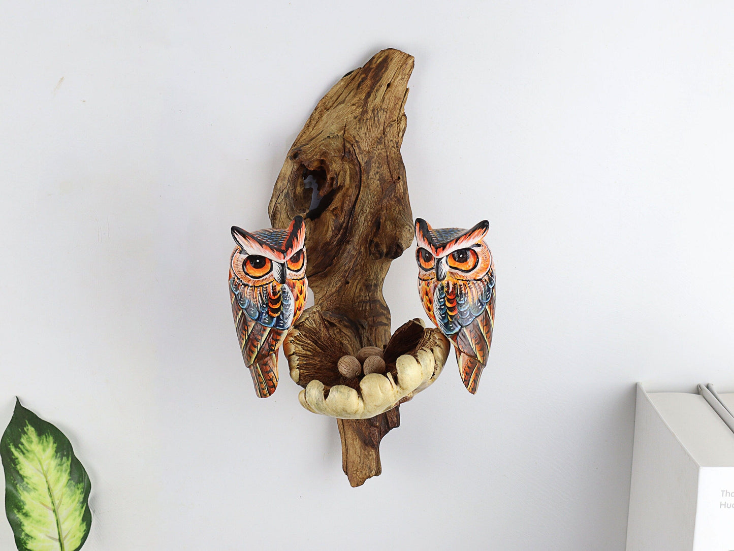 Handcrafted Wooden Owl Wall Hanging – Unique Hand-Painted Decor for Home and Wall Deco – Artisan-Crafted, Eco-Friendly Art, Unique Wall Art