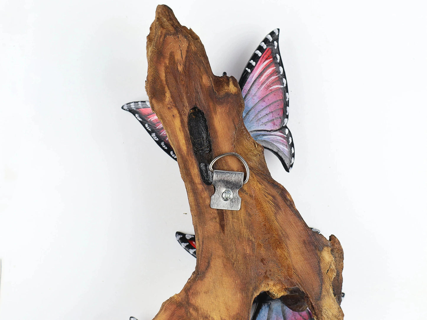 Hand-Carved & Painted Butterfly Trio Wall Art - Vibrant Woodland Display
