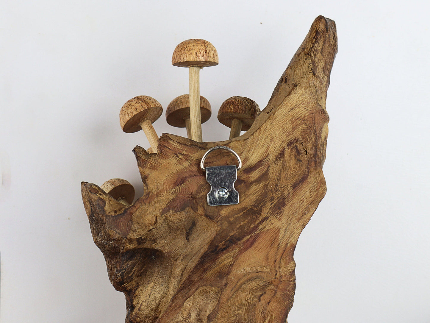 Hand-Carved Natural Wood Textured Mushroom Cluster Wall Art - Vertical Woodland Display