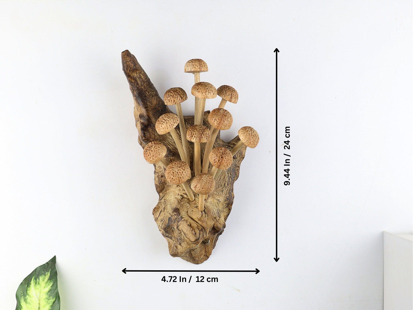 Hand-Carved Natural Wood Textured Mushroom Cluster Wall Art - Vertical Woodland Display