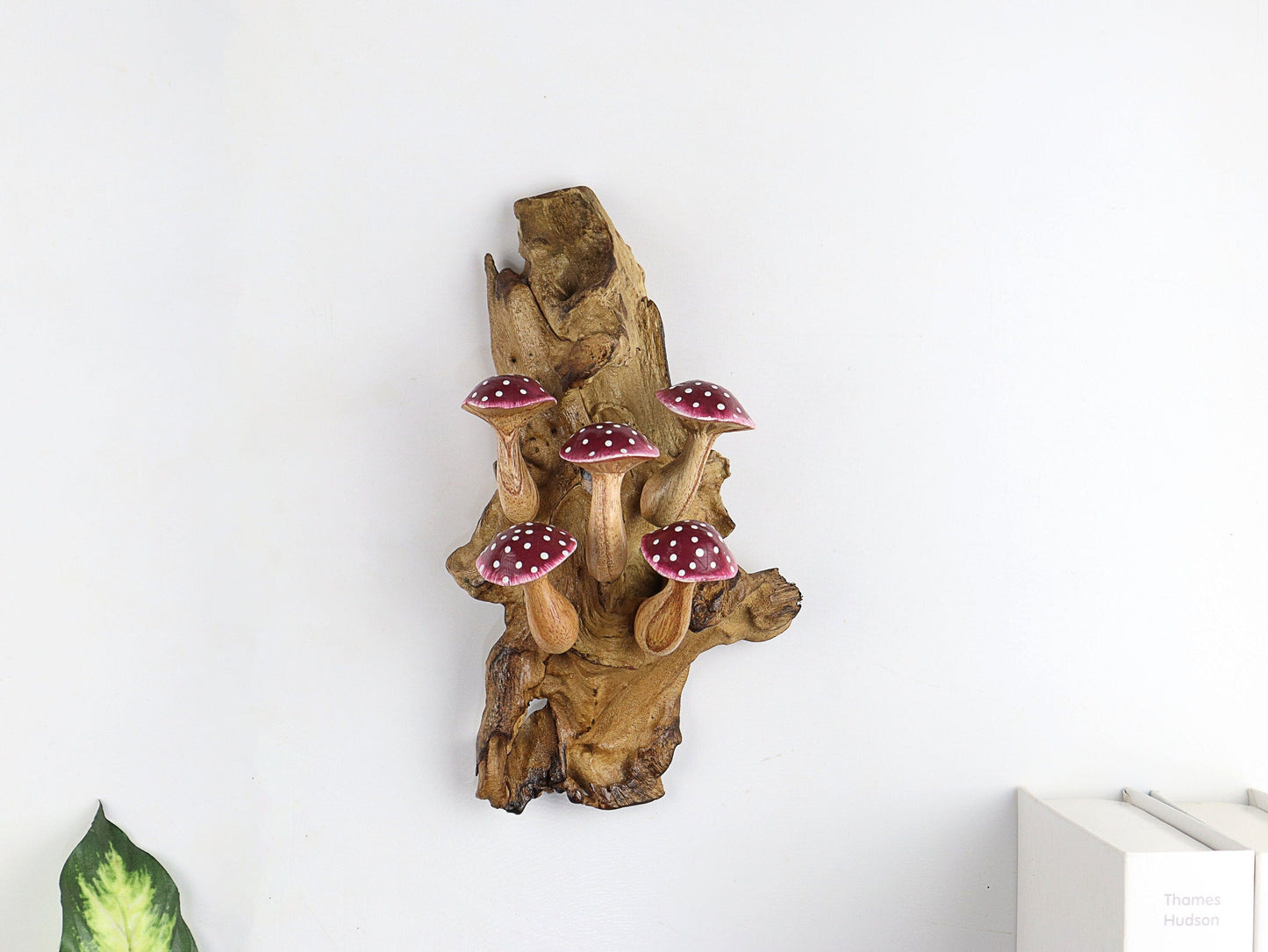 Hand-Carved & Painted Purple Mushroom Wall Art - Vertical Whimsical Forest Decor